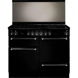 Rangemaster 110cm All Natural Gas with FSD Hob 73810 Range Cooker in Black with Chrome trim and Solid doors